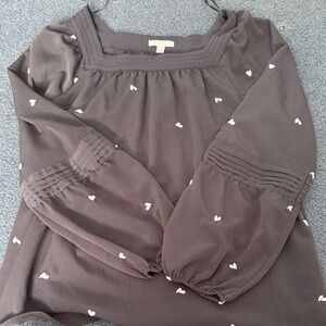 LC Lauren Conrad Dark Gray Heart Blouse